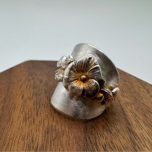 Handmade Sterling Silver Floral Spoon Women's Ring